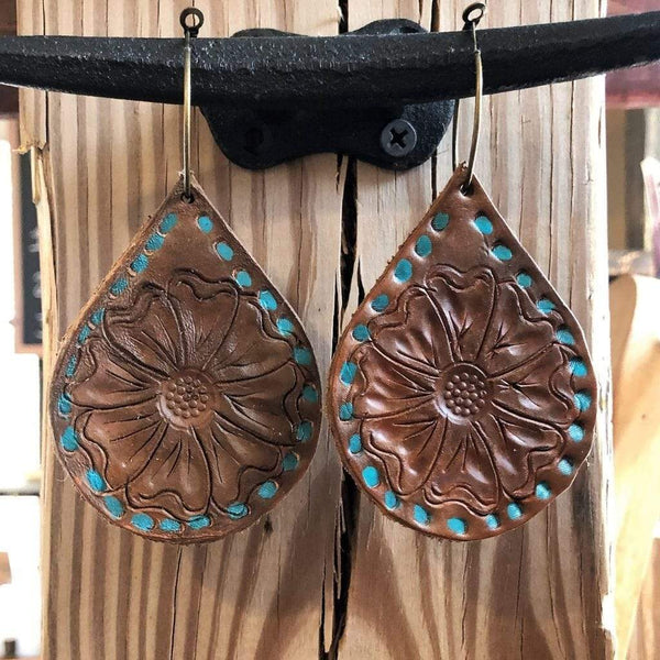 Lotus Leaf newest Leather Earrings 1 Pair, Hand-carved Leather Sculpture Craftsmanship Hook Earrings, the Best Romantic Gift For Her